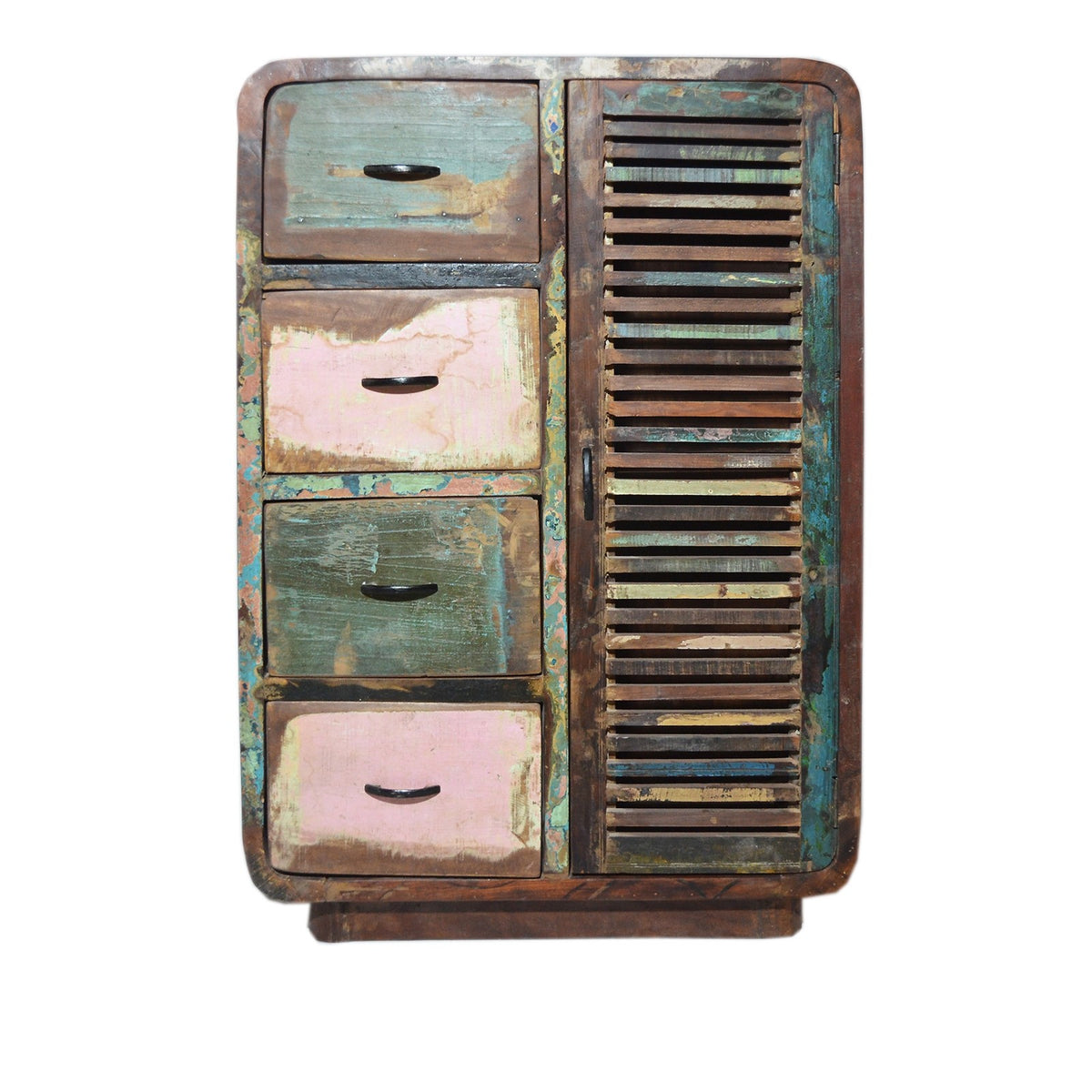 SALVAGE Reclaimed Timber Cabinet Chest of Drawer Multicolour 80x40x120cm