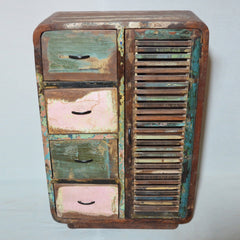 SALVAGE Reclaimed Timber Cabinet Chest of Drawer Multicolour 80x40x120cm