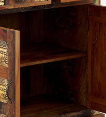 Brass Work Solid Wood Cabinet In Scratch Resistant Distress Finish