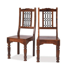 Takat Metal Jali Natural Indian Low Back Chair - Pair