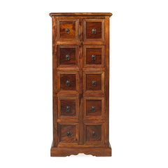 Takat Metal Jali Natural Indian 10 Drawer CD Cabinet