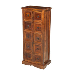 Takat Metal Jali Natural Indian 10 Drawer CD Cabinet