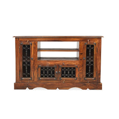 Takat Metal Jali Natural Indian Corner TV Cabinet