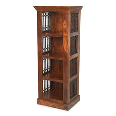 Takat Metal Jali Natural Indian 4 Shelf Alcove Bookcase