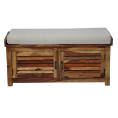 Shutter solid wood storage chest with seat