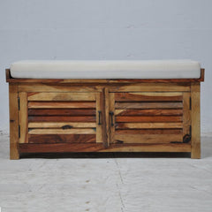 Shutter solid wood storage chest with seat