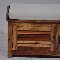 Shutter solid wood storage chest with seat