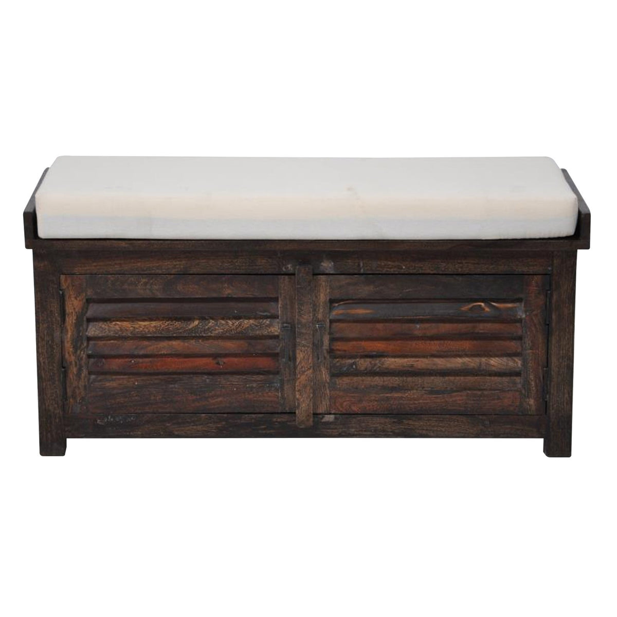 Shutter solid wood storage chest with seat