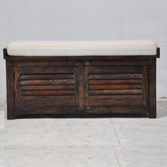 Shutter solid wood storage chest with seat