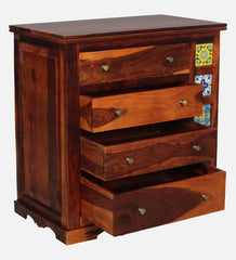 Moroccan Mosaic Mango Wood Chest Of Drawers In Honey Oak Finish