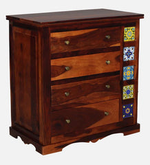 Moroccan Mosaic Mango Wood Chest Of Drawers In Honey Oak Finish