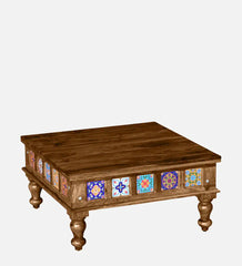 Moroccan Mosaic Mango Wood Medium Coffee Table In Provincial Teak Finish