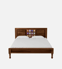 Moroccan Mosaic Mango Wood Queen Size Bed In Provincial Teak Finish