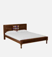 Moroccan Mosaic Mango Wood Queen Size Bed In Provincial Teak Finish