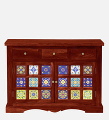 Moroccan Mosaic Mango Wood Sideboard In Honey Oak