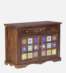 Moroccan Mosaic Handmade Mango Wood Sideboard In Provincial Teak Finish