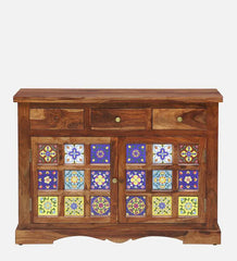 Moroccan Mosaic Handmade Solid Mango Wood Sideboard In Rustic Teak