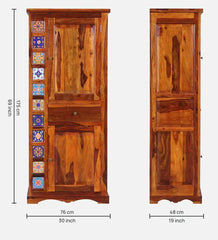 Moroccan Mosaic Mango Wood 1 Door Wardrobe In Honey Oak Finish