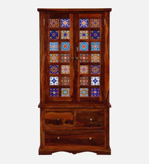 Moroccan Mosaic Mango Wood 2 Door Wardrobe In Honey Oak Finish