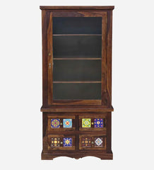 Moroccan Mosaic Handmade Mango Wood Bookcase In Provincial Teak Finish