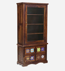 Moroccan Mosaic Handmade Mango Wood Bookcase In Provincial Teak Finish