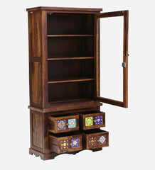 Moroccan Mosaic Handmade Mango Wood Bookcase In Provincial Teak Finish