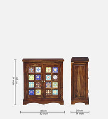 Moroccan Mosaic Handmade Mango Wood Cabinet In Provincial Teak Finish