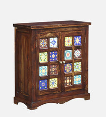 Moroccan Mosaic Handmade Mango Wood Cabinet In Provincial Teak Finish