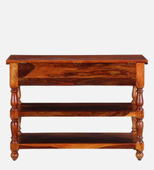 Moroccan Mosaic Mango Wood Console Table In Honey Oak Finish