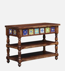 Moroccan Mosaic Mango Wood Console Table In Provincial Teak Finish