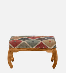 Shanti Surprise Upholstered Foot Stool in Rustic Teak