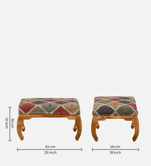 Shanti Surprise Upholstered Foot Stool in Rustic Teak