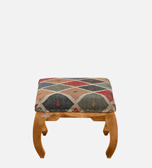 Shanti Surprise Upholstered Foot Stool in Rustic Teak