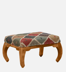 Shanti Surprise Upholstered Foot Stool in Rustic Teak