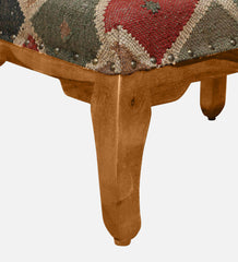 Shanti Surprise Upholstered Foot Stool in Rustic Teak