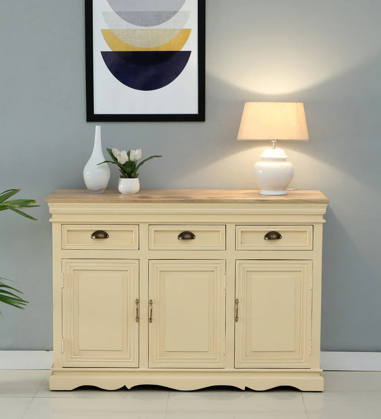 Solid Wood Sideboard In Tulip Finish W 127 x D 43 x H 86 in Cms