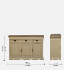 Solid Wood Sideboard In Tulip Finish W 127 x D 43 x H 86 in Cms