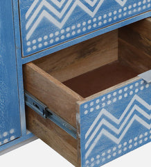 Brush & Timber Handmade Mango Wood Handpainted Sideboard in blue