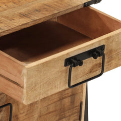Angle Industrial Iron and  Solid Mango Wood Bedside Table 37