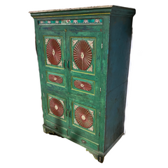 Vintage Indian Hand Painted Kitchen Cupboard Cabinet 165cm