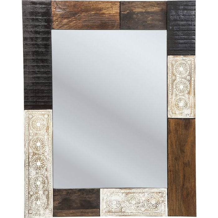 Vivid Noir Contemporary Mango Wood Bathroom Wall Mirror 100x80cm