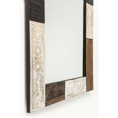 Vivid Noir Contemporary Mango Wood Bathroom Wall Mirror 100x80cm