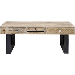 Vivid Sahara Contemporary Mango Metal legs Rectangle Coffee Table 1.2m