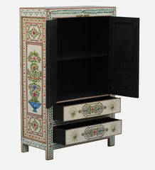 Solid Wood Embossed Cabinet In Multicolour