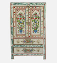 Solid Wood Embossed Cabinet In Multicolour