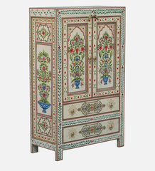 Solid Wood Embossed Cabinet In Multicolour