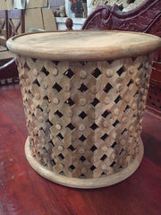 Bristol Indian Hand Carved Round Coffee Table Raw Natural