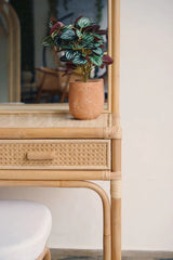 Handmade Rattan Dressing Table With Stool