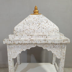 Indian Furniture Mother of Pearl Inlay Temple In White Floral Pattern 90x45x150cm