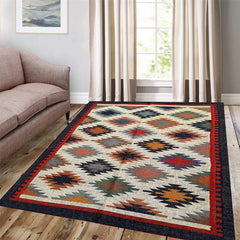 Kilim Wool Handwoven Woollen Dhurrie Durry Rug Jute Floor Covering Pattern 6